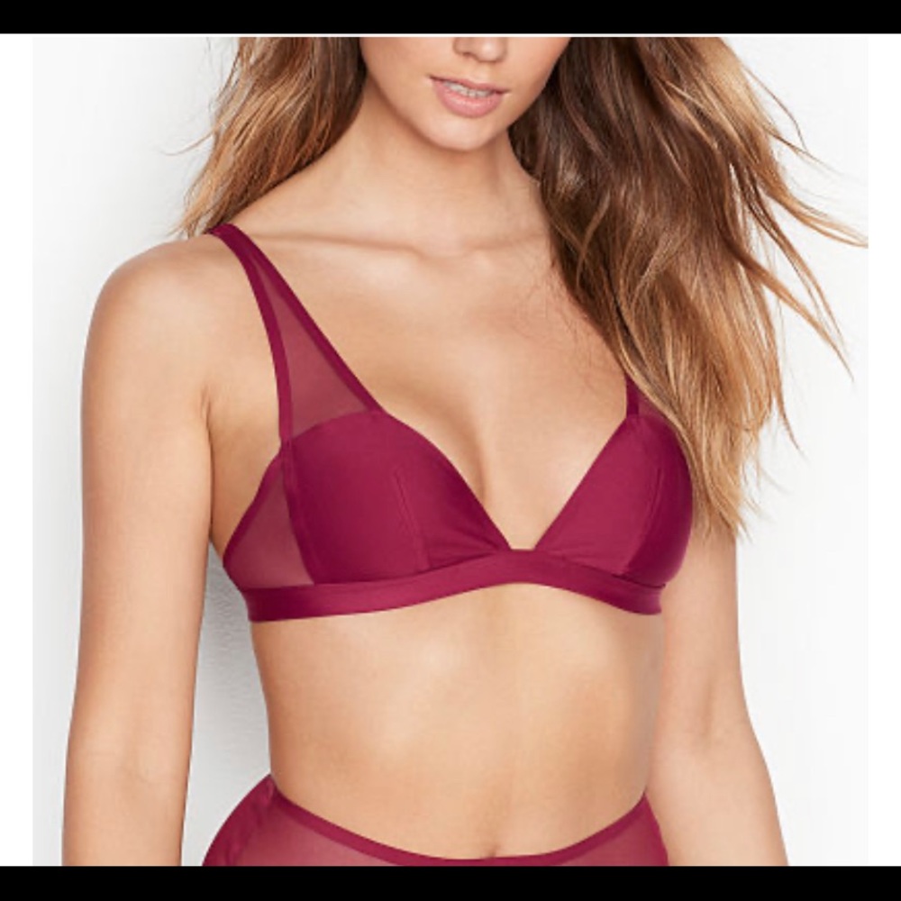 VS Luxe Lingerie Unlined Mesh Plunge Bralette